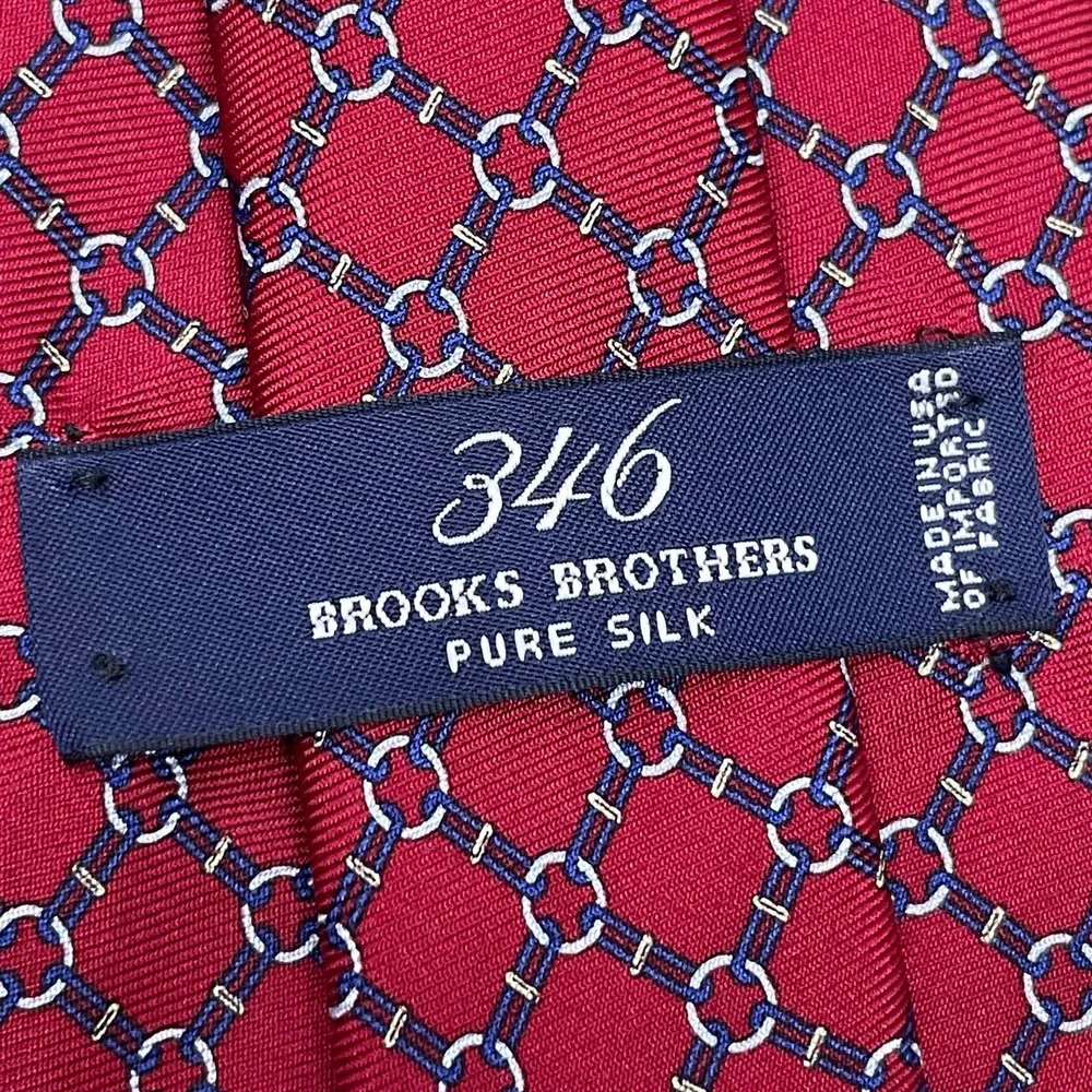 Brooks Brothers 346‎ Men's Necktie Red Blue Geometric Silk Tie